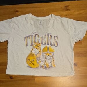 Hollister White and Purple Short Sleeve Tees Casual Style